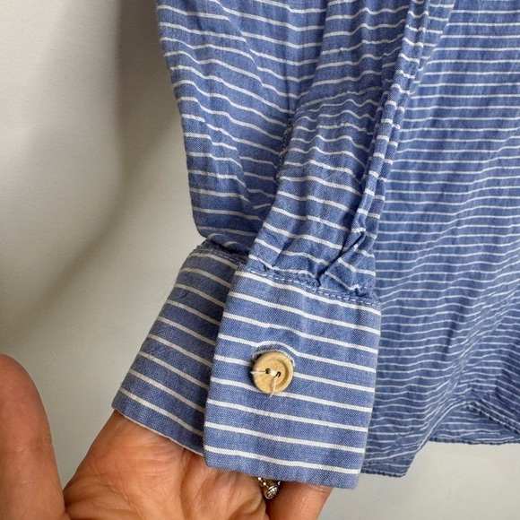 Zara Blue Striped pockets oversized Shirt size XS - Picture 4 of 7